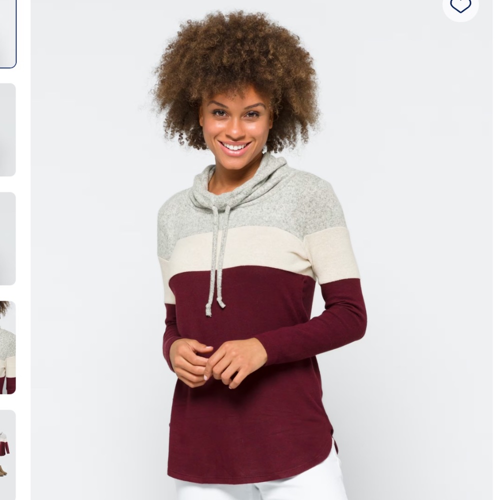 Market & Spruce Cameron Cowl Neck Brushed Knit Sweatshirt Colorblock, Petite S
